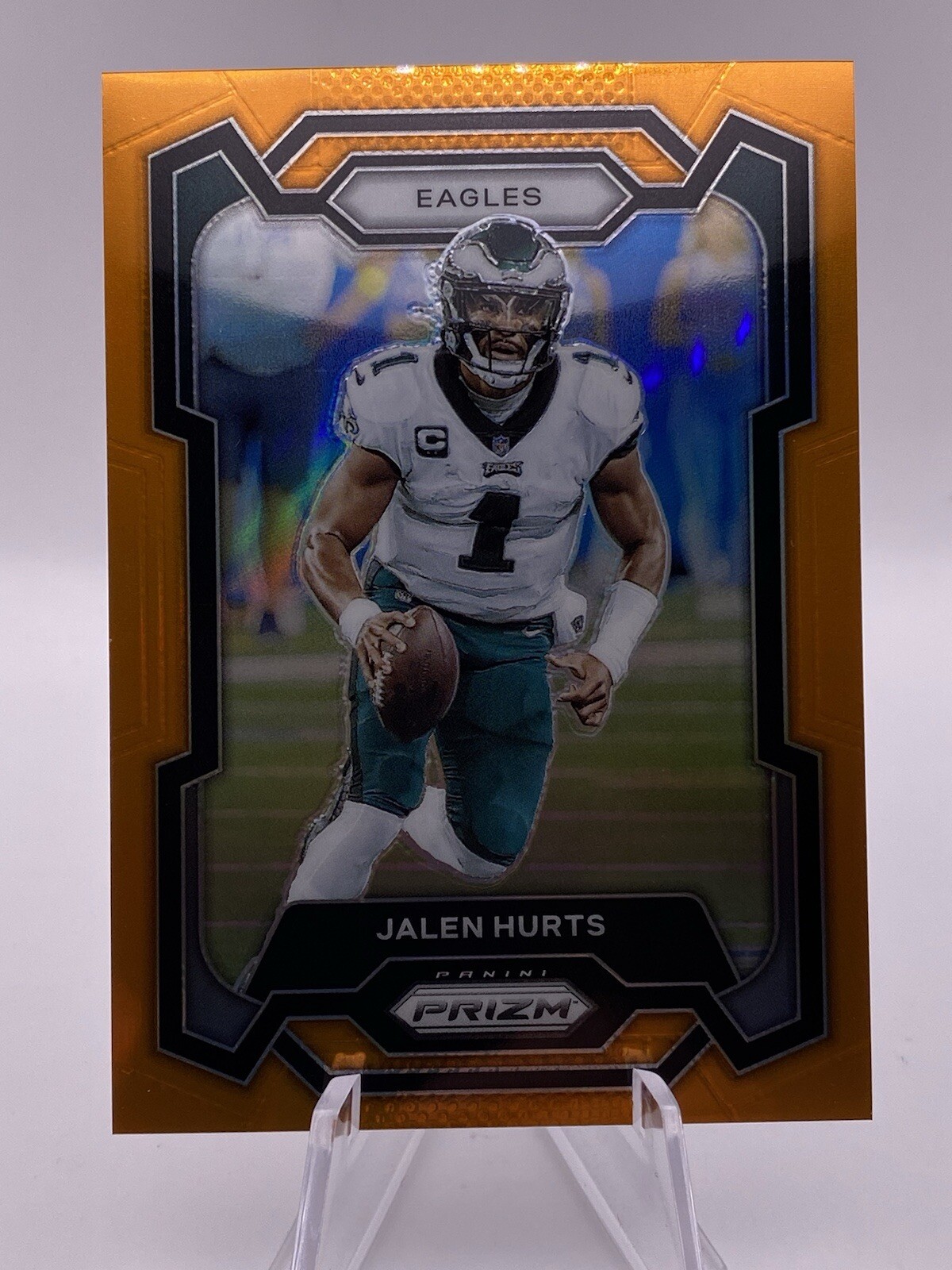 2023 Panini Prizm #244 JALEN HURTS Orange Prizm #/249 Eagles Super Bowl MVP