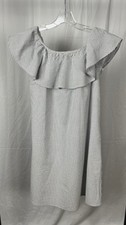 Eliza J Seersucker Off Shoulder, lined W/ Pockets Size 8 Cottage Core Preppy