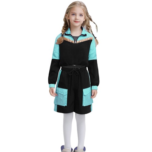Kids Girls Coat And Shorts Festival Jacket With Bottoms Modern Sweatsuit Fun - Picture 55 of 68