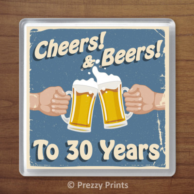 30th Birthday Retro Cheers Beers Drinks Coaster Beer Mat Gift