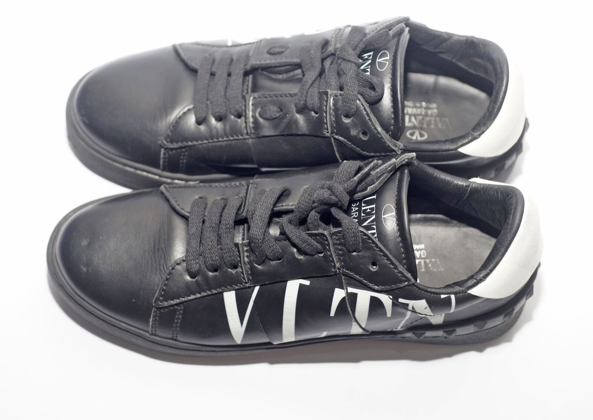 Valentino Garavani Rockstud VLTN Open Black White Lace Up Sneakers