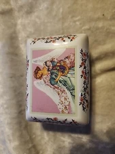 DaySpring Inspirational Cards In Ceramic Angel Trinket Box Pink White 1984