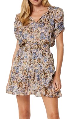 MISA Kayla Floral Smoked Waist Mini Dress