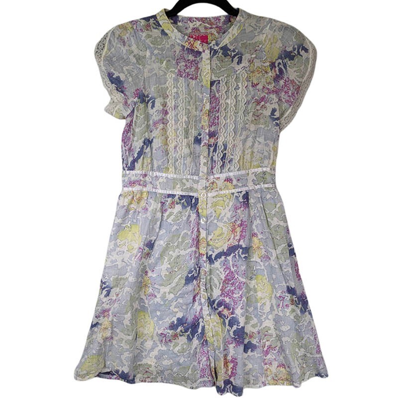 Free People Mini Dress Top Womens 2 Floral Lined Cottagecore Boho Beach Festival