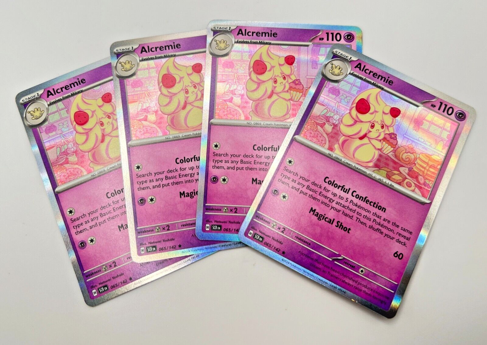 Alcremie HOLO 065/142 4x x4 Pokémon Cards 2024 Stellar Crown Playset
