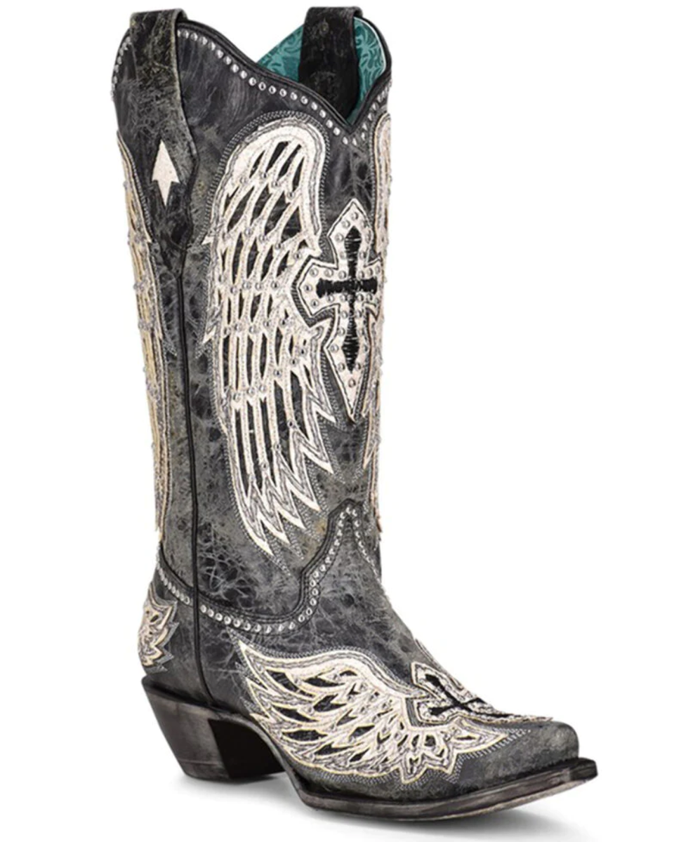 Corral Ladies Black Cross Wings Overlay Western Boots A4232