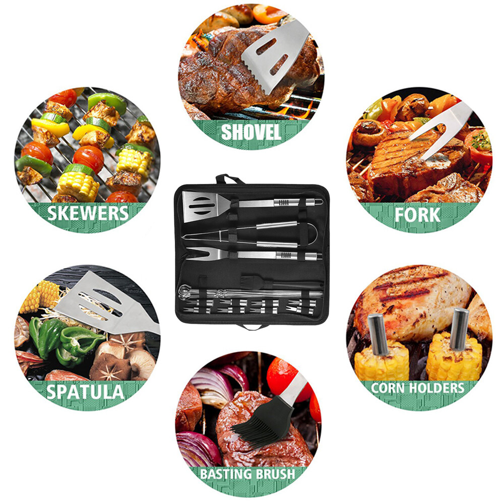 BBQ Grill Accessories Kit 16PCS Griddle Barbecue Tool Set Outdoor for