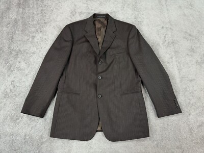 Hugo Boss Suit Jacket 42 R Taupe Wool Striped Designer Luxury Einstein Sigma USA