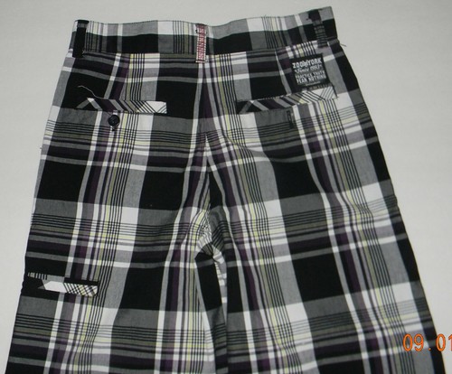 ZOO YORK boys Black White PLAID SHORTS* 16 Never Worn