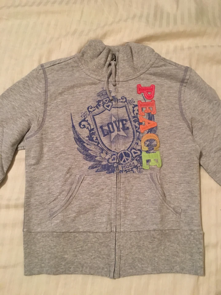 Mudd: Top deportivo/sudador con cremallera frontal manga larga para niña: azul, gris, XS, M, L, XL Foto 3 de 4