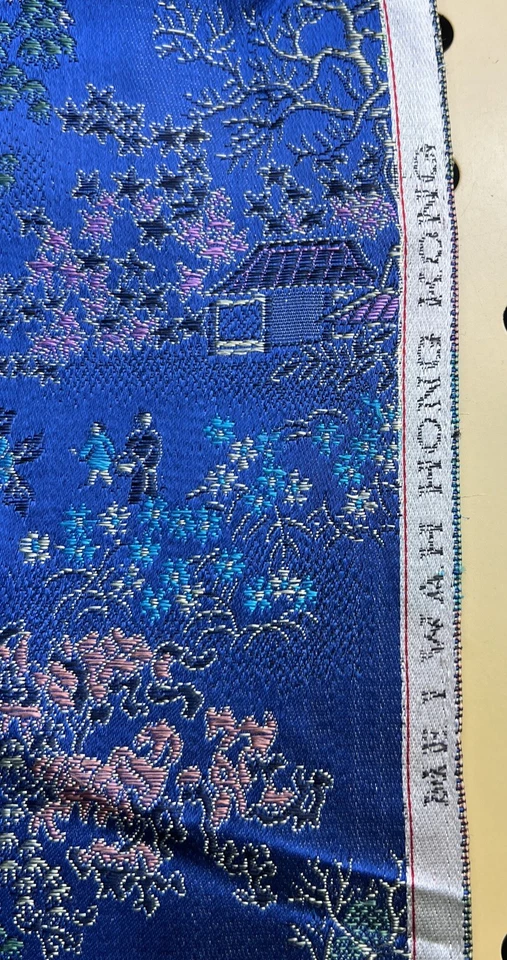 Vintage Mei Wah Hong Kong Chinese Brocade Jacquard Fabric 32” x 127” - Image 4 of 4