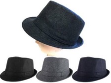 Fedora Unisex Hat Trilby Cuban Style Upturn Short Brim Cap Wool Blend