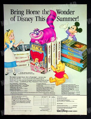 Walt Disney Home Video 1986 Wonderland Sale VHS Print Magazine Ad