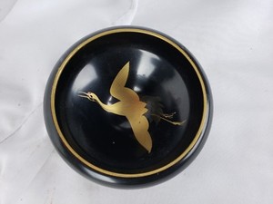 Great black vintage Japanese lacquerware bowl 3 1/2"