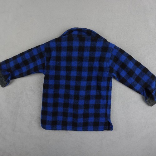 Johnson Woolen Mills Flannel Shirt Boys 4 Blue Black Plaid Collared Checkered - Picture 15 of 17