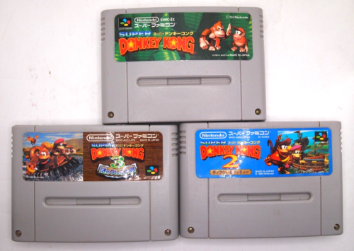 Super Donkey Kong 1 2 3 Set of 3 SNES Cartridge Only  Japanese - Picture 1 of 7