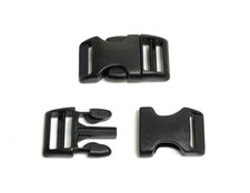 20mm Black Plastic Curved Side Release Buckles Fastener Webbing x1 x2 x5 x10 x25