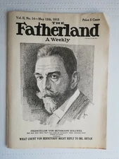 The Fatherland A Weekly Vol. II No. 14 1915 Pro German WWI propaganda Viereck