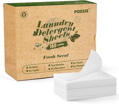 Laundry Detergent Sheets Eco-Friendly 160 Sheets Clear PlasticFree Biodegradable