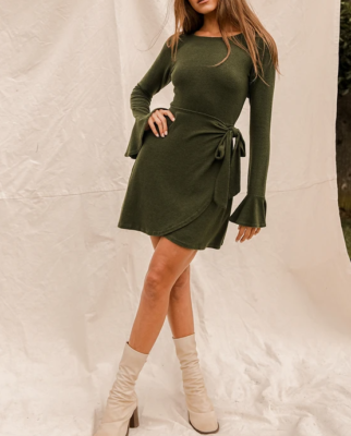 lulus green sweater dress Olive Green Midi Dress - Ribbed Knit Dress - Sweater Dress
