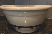 McCoy Oven Ware LARGE Bowl BEIGE WITH BROWN Stripe #10 VTG Made in the USA