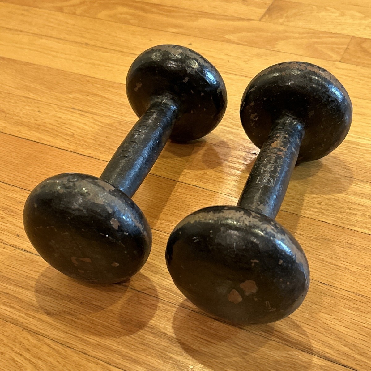Vintage Dumbells lb Iron Old Antique Workout Gym Cast Iron BFCO