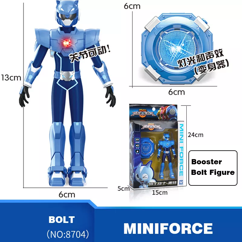 MINIFORCE X BOLT VOLT Blue Action Figure Set Mini Force Super Ranger Booster Toy