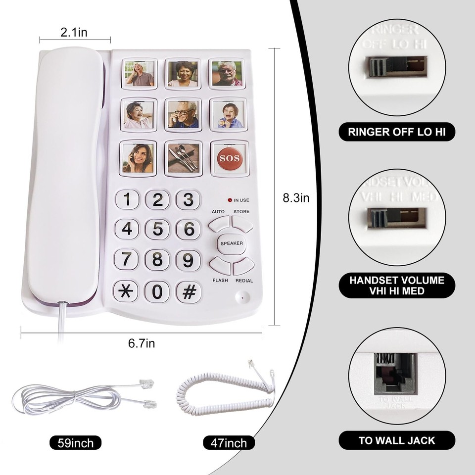 Landline Phone Big Button Phone for Seniors Telephone Can
