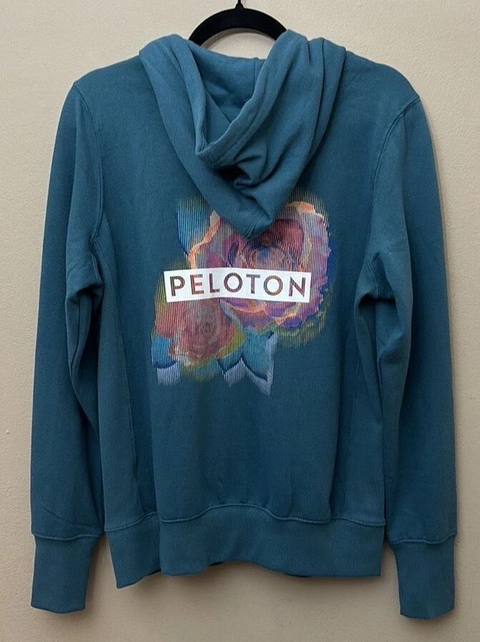 Peloton Women Medium Teal Lightweight Full Zip Hoodie Bloom Design New W/ Tags