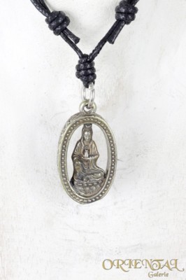 Shiva Buddha Kali Ganesha Anhänger Lederkette Halsband Bronze versilbert