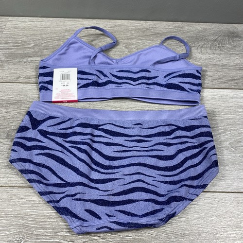 Maidenform Lurex Sparkle Big Girls Zebra Bralette XL And Girl Short XL Underwear - Picture 2 of 2