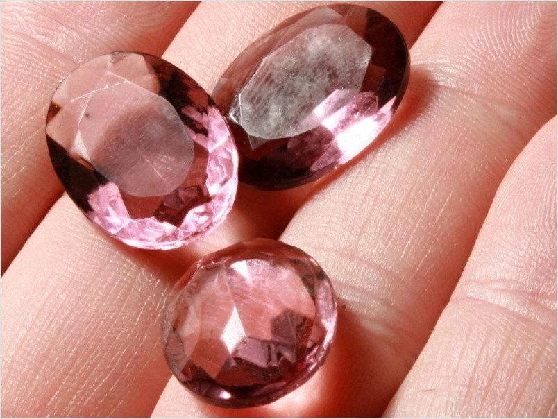 Большие чешские винтажные овальные граненые фиолетовые стеклянные стразы 20 мм - Изображение 2 из 3