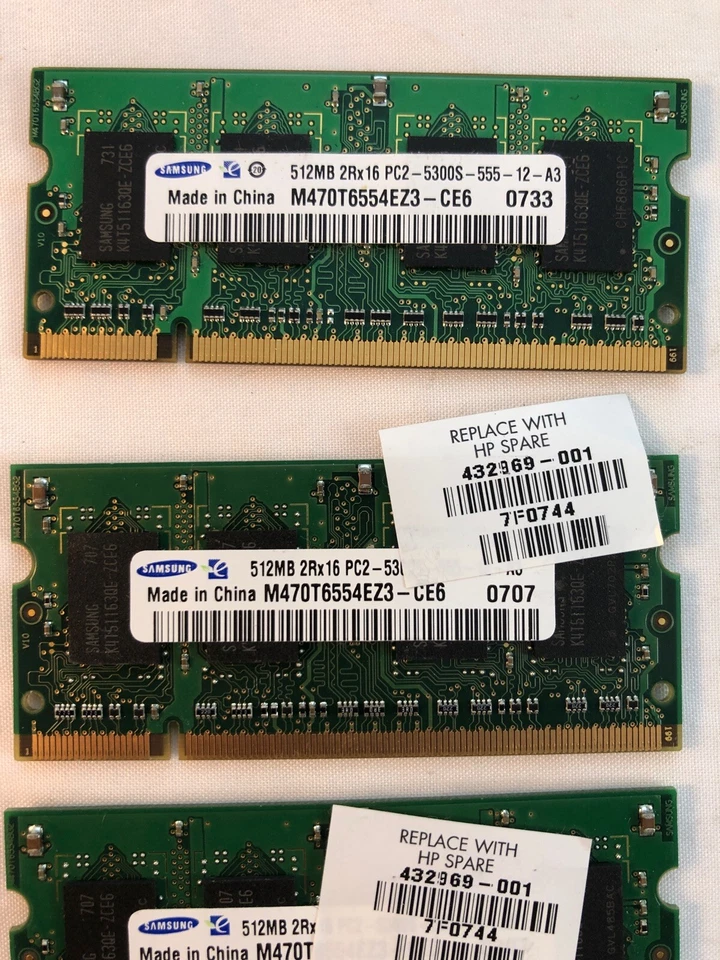 2pc Hynix Samsung DDR Laptop Notebook Memory 1GB (2X512MB) PC2-5300S-555-12 512m - Image 3 of 4