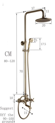 Antique Brass Shower set Faucet 2Handheld Spray Mixer Tap Bath 8"Round Rain WELS - Picture 12 of 18