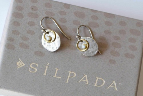 Silpada 925 Sterling Silver Bronze River Shell Dangle Earrings W1670 HTF CUTE - Picture 12 of 12