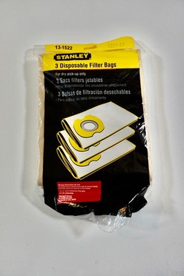 Stanley 3 Disposable Filter Bags 13-1522 7-8 Gallon