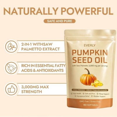 Pumpkin Seed Oil with Saw Palmetto 180-count Energy Booster Body Support Tablets