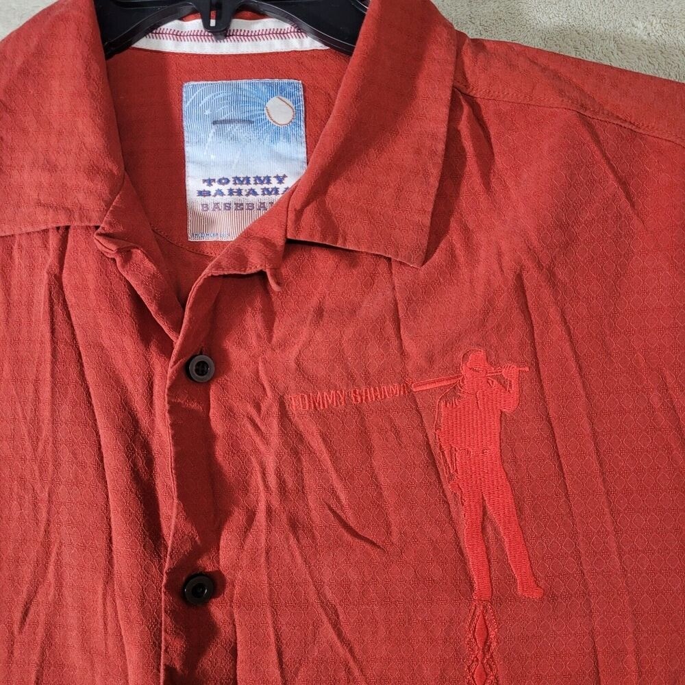 Tommy Bahama Silk Camp Shirt Boston Red Sox MLB Baseball Embroidered Men's M