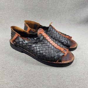 Brand X Huaraches Black Woven Leather Sandals Mens 7 Mexico Lug Sole Slip On Brand X Huaraches | eBay main image 2