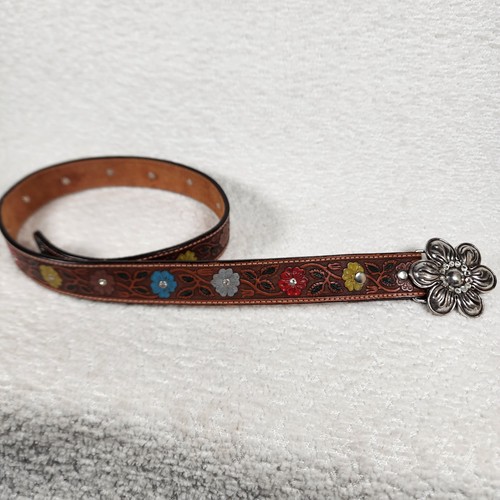 Nicona Western Hand Painted And Hand Tooled Leather Belt 26" Great Condition
