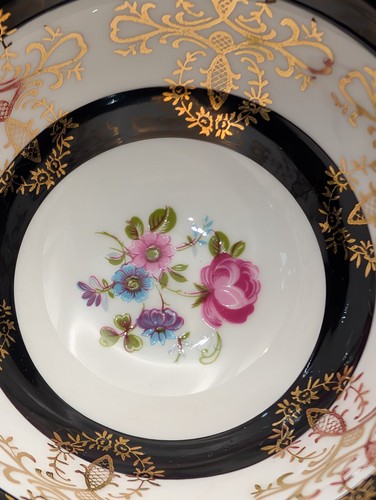 Royal Grafton Black And Gold Tea cup And Saucer With Floral Pattern - Picture 6 of 19
