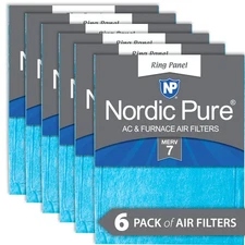 Nordic Pure 16x20x 1/2 Half Inch Ring Panel MERV 7 Furnace Air Filters 6 Pack