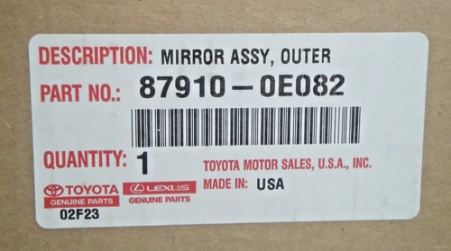 New Genuine OEM 2011-2013 Toyota Highlander RH Mirror 879100E082 FAST FREE SHIP