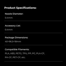 0.4mm Quick-Swap Nozzle High- Printing All-metal Integrated Design