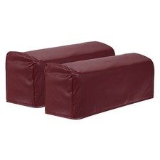 2Pcs PU Leather Armrest Covers Stretch Arm Slipcovers Dark Brown