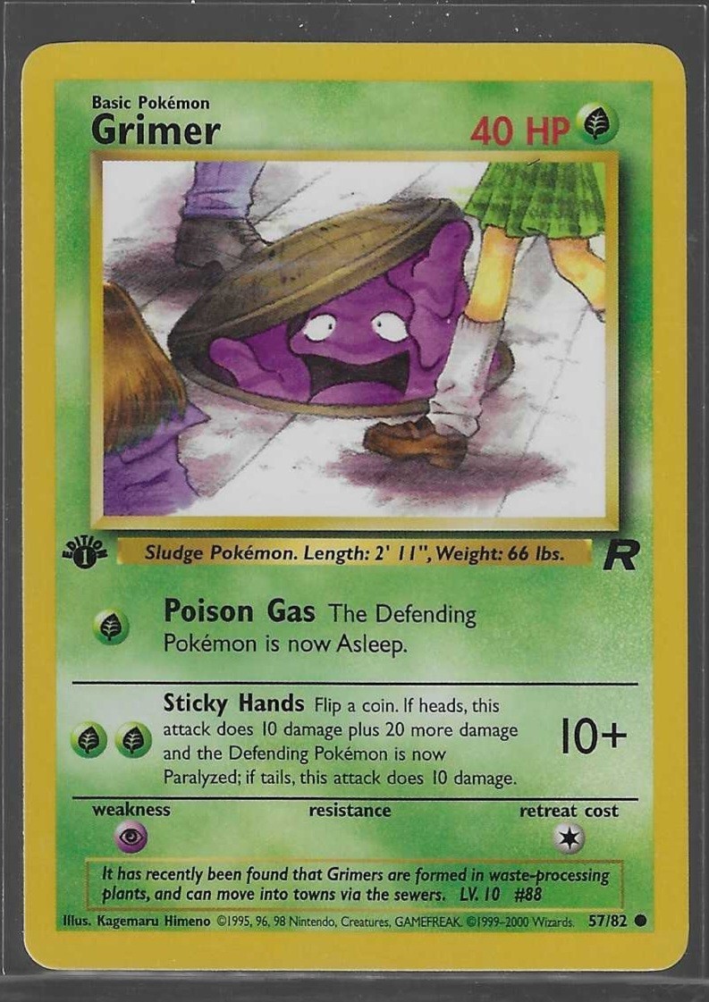 Grimer 1st Edition 57/82 Common Team Rocket Pokemon Vintage Mint/Nm