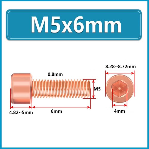 99% T2-Copper M3 M4 M5 ~ M12 Hexagon Socket Cap Allen Key Head Metric Bolts - Picture 34 of 83