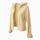 Sudadera con Capucha Acanalada con Cremallera Borde de Piel Sintética Suave Niña Acogedora Mediana De Colección Y2K Moda