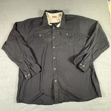Wrangler Black Button Up Shirt Long Sleeve Size 2XL Tall Mens Work Premium 2XT