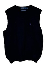 Polo Ralph Lauren Men's Sweater Lambswool V-Neck Sleeveless Knit Pony Black XL